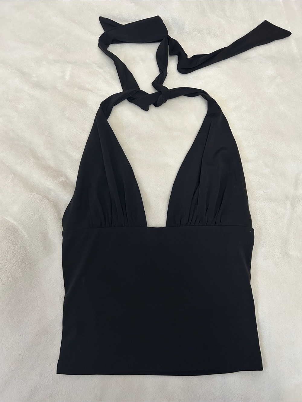 Garage Black Halter Plunge Tank Top